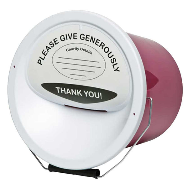Charity Collection Buckets with Lids & Labels