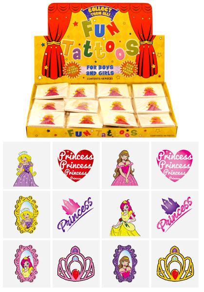 Box of 576 Mini Princess Tattoos
