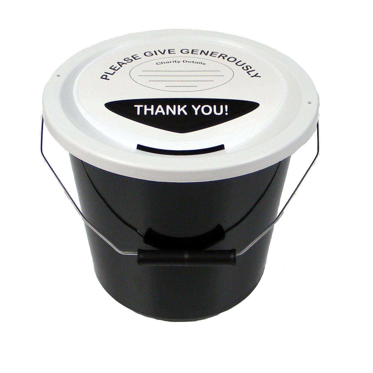 Charity Collection Bucket with Lids, Labels and Ties – Charnwood ...