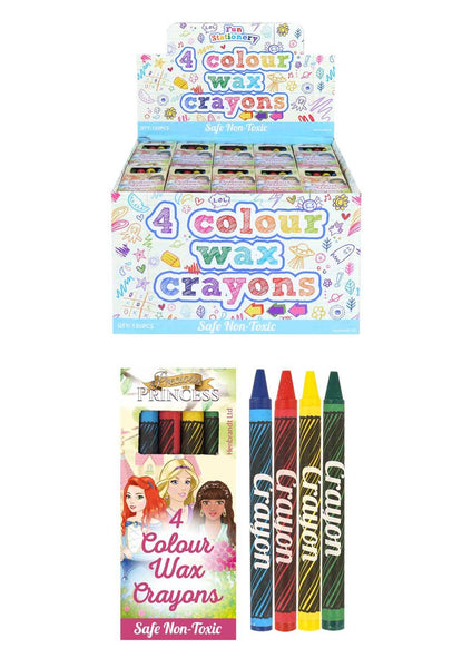 120 Packs of 4 Colour Wax Crayons (Princess)