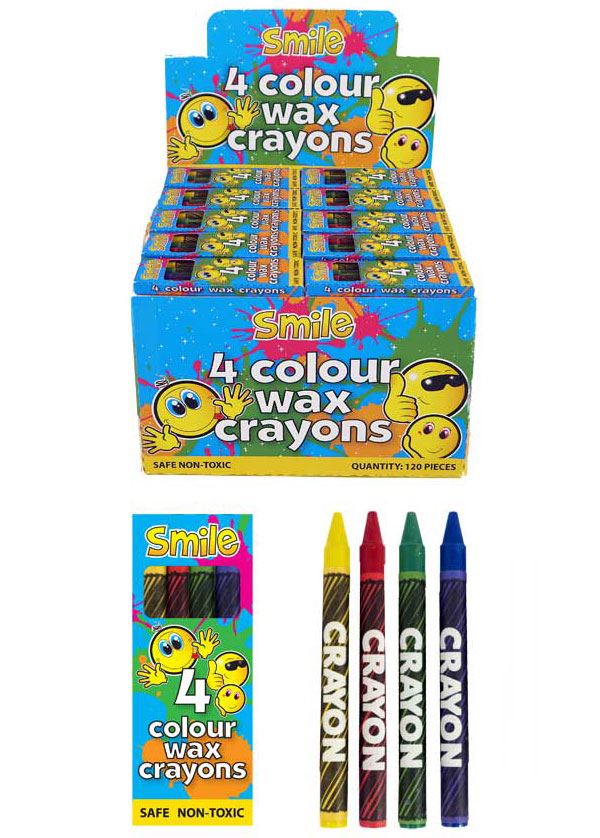 120 Packs of 4 Colour Wax Crayons