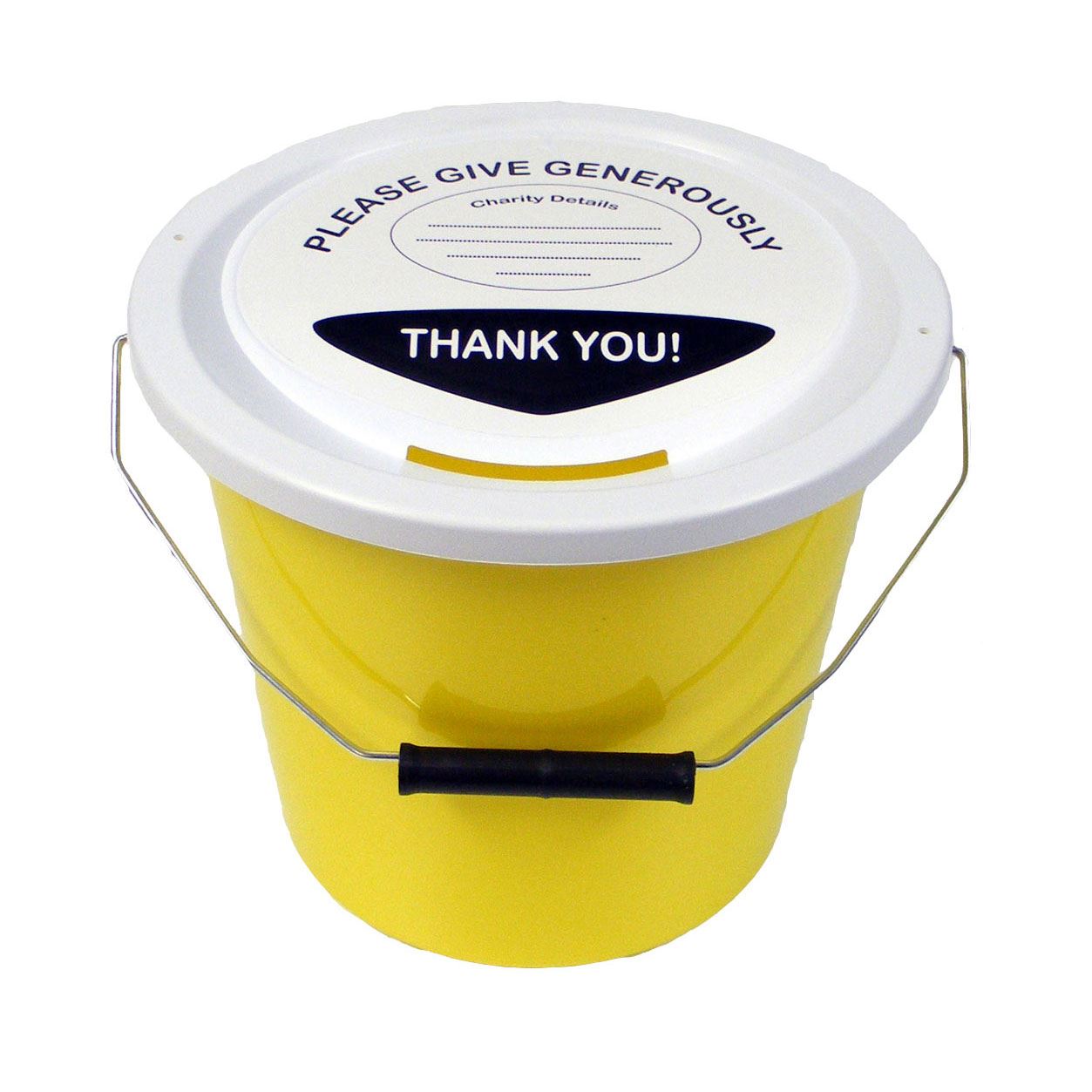 Charity Collection Bucket with Lids, Labels and Ties – Charnwood ...
