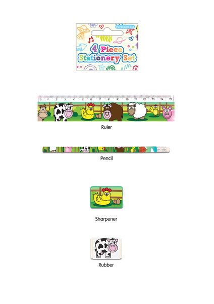Farm  Animal 4-Piece Stationery Set