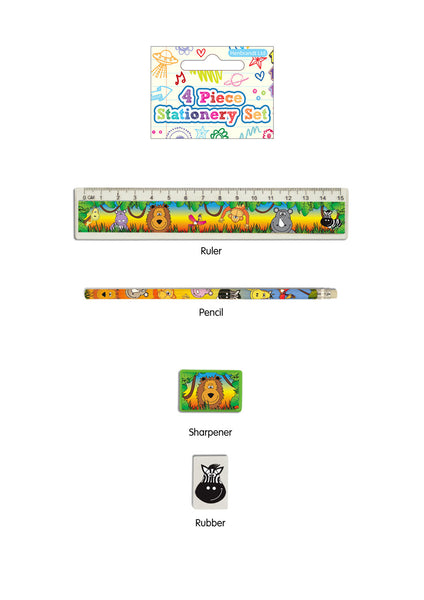 Jungle Animal 4-Piece Stationery Set