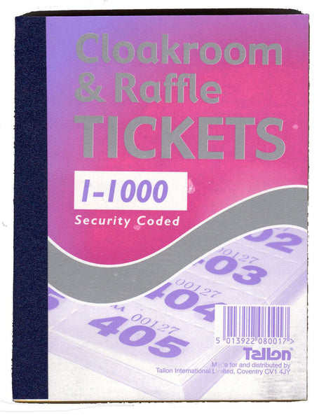 Book of 1000 Raffle / Cloakroom Tickets