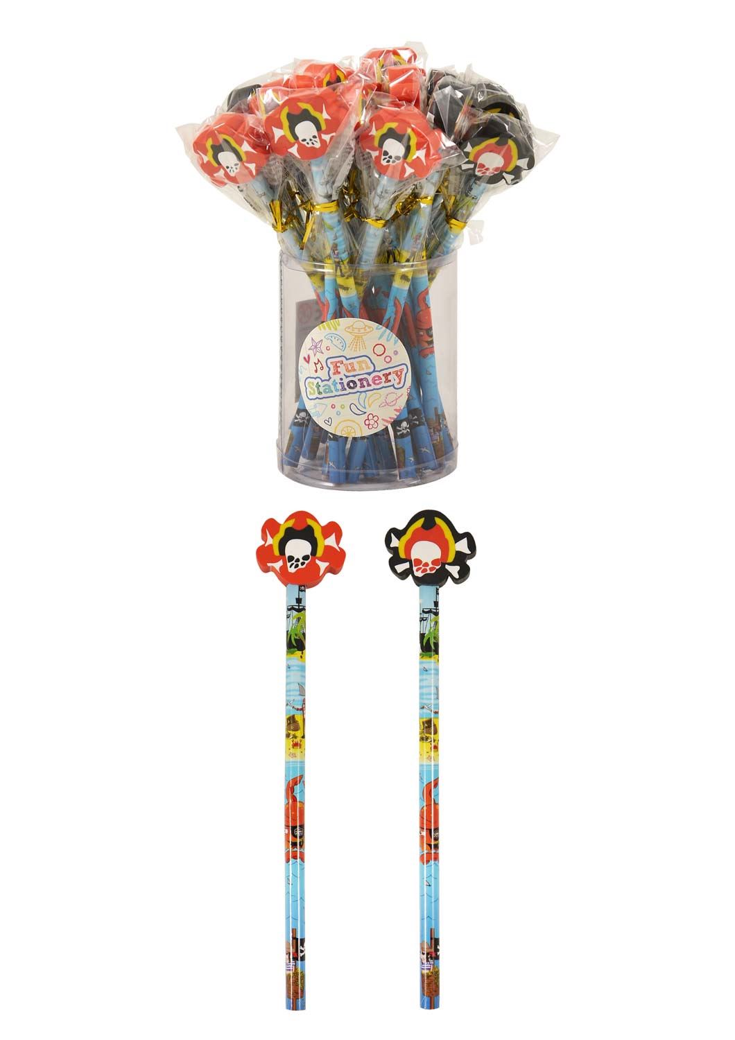 24 Pirate Pencils With Eraser Tops