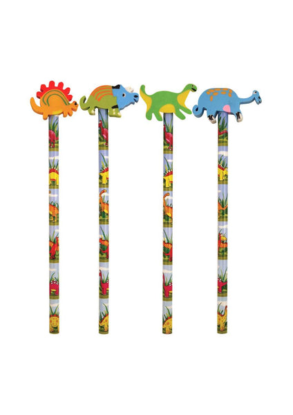 12 Dinosaur Pencils With Eraser Tops
